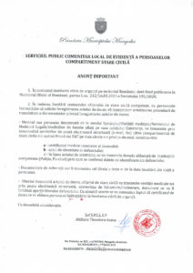 Anunt intocmire act de deces