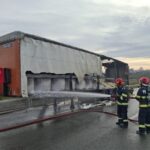 Tir în flăcări la stația de taxare Fetești