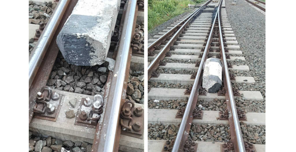 Bucată de beton Mangalia sinele de tren